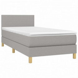 Boxspringbett mit Matratze Hellgrau 90x200 cm Stoff