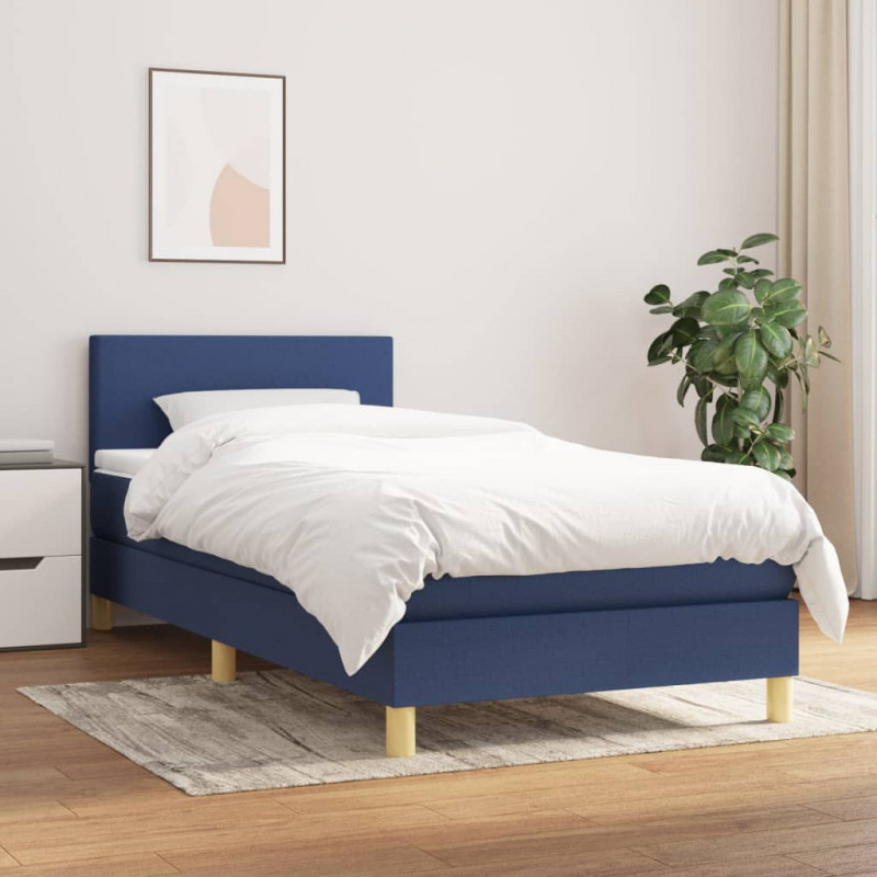 Boxspringbett mit Matratze Blau 90x200 cm Stoff