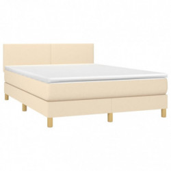 Boxspringbett mit Matratze Creme 140x200 cm Stoff