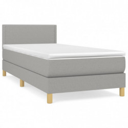 Boxspringbett mit Matratze Hellgrau 80x200 cm Stoff