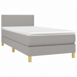 Boxspringbett mit Matratze Hellgrau 80x200 cm Stoff