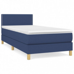 Boxspringbett mit Matratze Blau 90x200 cm Stoff