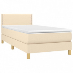 Boxspringbett mit Matratze Creme 100x200 cm Stoff