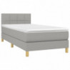 Boxspringbett mit Matratze Hellgrau 90x200 cm Stoff