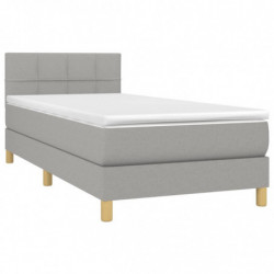 Boxspringbett mit Matratze Hellgrau 100x200 cm Stoff