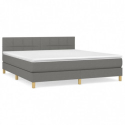 Boxspringbett mit Matratze Dunkelgrau 180x200 cm Stoff