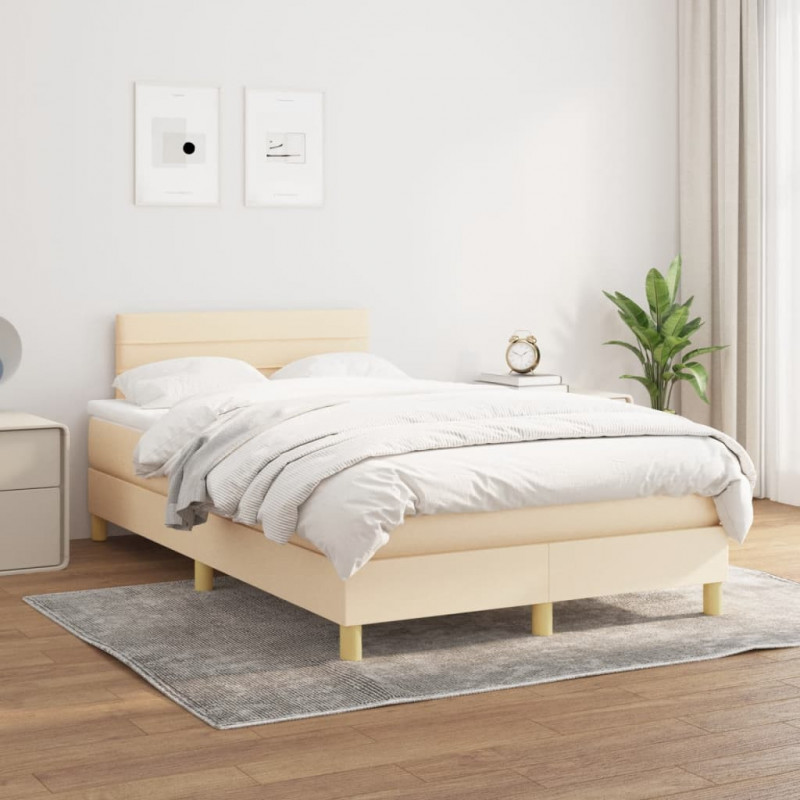 Boxspringbett mit Matratze Creme 120x200 cm Stoff