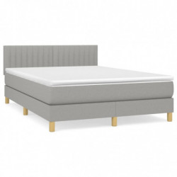 Boxspringbett mit Matratze Hellgrau 140x190 cm Stoff