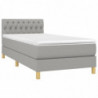 Boxspringbett mit Matratze Hellgrau 100x200 cm Stoff