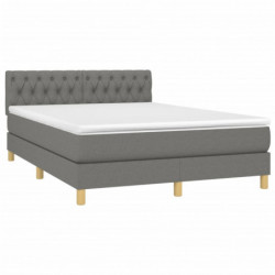 Boxspringbett mit Matratze Dunkelgrau 140x200 cm Stoff