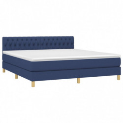 Boxspringbett mit Matratze Blau 180x200 cm Stoff