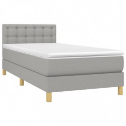 Boxspringbett mit Matratze Hellgrau 100x200 cm Stoff