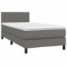 Boxspringbett mit Matratze Grau 80x200 cm Kunstleder