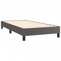 Boxspringbett mit Matratze Grau 80x200 cm Kunstleder