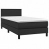 Boxspringbett mit Matratze Schwarz 90x200 cm Kunstleder