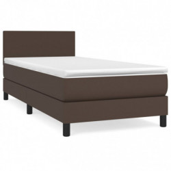 Boxspringbett mit Matratze Braun 90x200 cm Kunstleder