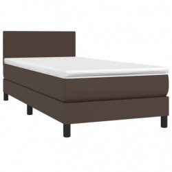 Boxspringbett mit Matratze Braun 90x200 cm Kunstleder