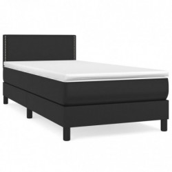 Boxspringbett mit Matratze Schwarz 80x200 cm Kunstleder