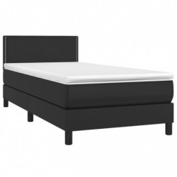 Boxspringbett mit Matratze Schwarz 90x200 cm Kunstleder