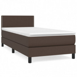 Boxspringbett mit Matratze Braun 90x200 cm Kunstleder