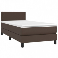 Boxspringbett mit Matratze Braun 90x200 cm Kunstleder