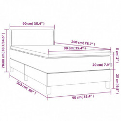 Boxspringbett mit Matratze Grau 90x200 cm Kunstleder