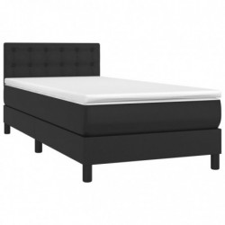 Boxspringbett mit Matratze Schwarz 80x200 cm Kunstleder