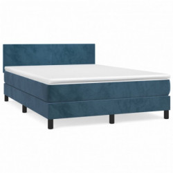 Boxspringbett mit Matratze Dunkelblau 140x200 cm Samt