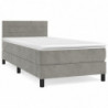 Boxspringbett mit Matratze Hellgrau 90x200 cm Samt