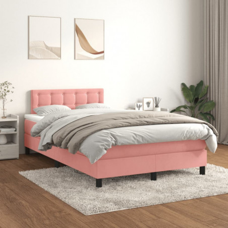 Boxspringbett mit Matratze Rosa 120x200 cm Samt