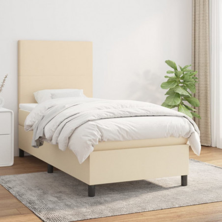 Boxspringbett mit Matratze Creme 90x200 cm Stoff