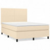 Boxspringbett mit Matratze Creme 140x190 cm Stoff