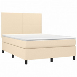 Boxspringbett mit Matratze Creme 140x200 cm Stoff