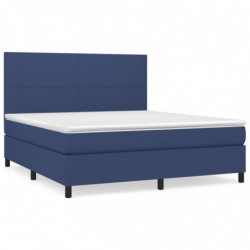 Boxspringbett mit Matratze Blau 160x200 cm Stoff