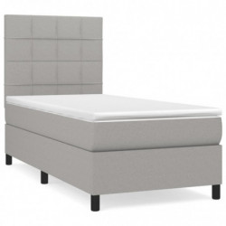 Boxspringbett mit Matratze Hellgrau 90x190 cm Stoff