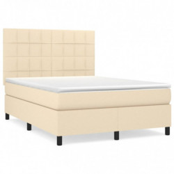 Boxspringbett mit Matratze Creme 140x190 cm Stoff