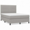 Boxspringbett mit Matratze Hellgrau 140x190 cm Stoff