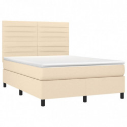 Boxspringbett mit Matratze Creme 140x190 cm Stoff