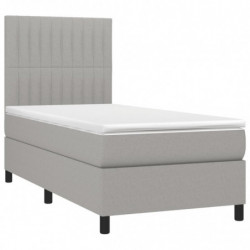 Boxspringbett mit Matratze Hellgrau 100x200 cm Stoff