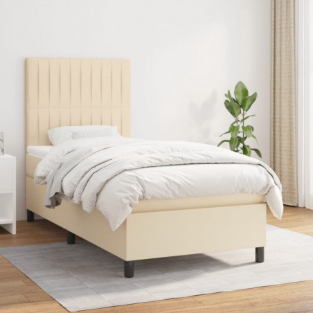 Boxspringbett mit Matratze Creme 100x200 cm Stoff