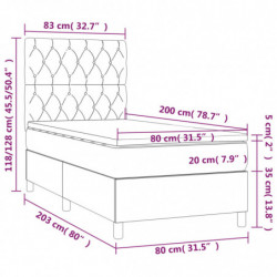 Boxspringbett mit Matratze Dunkelgrau 80x200 cm Stoff