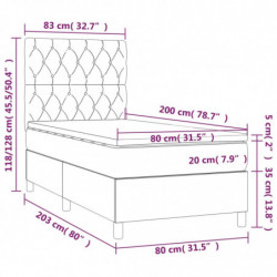 Boxspringbett mit Matratze Schwarz 80x200 cm Stoff