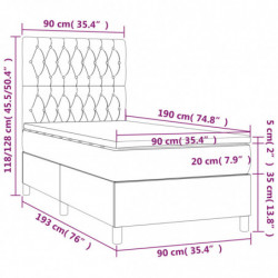 Boxspringbett mit Matratze Hellgrau 90x190 cm Stoff