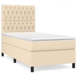 Boxspringbett mit Matratze Creme 90x190 cm Stoff