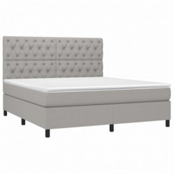 Boxspringbett mit Matratze Hellgrau 160x200 cm Stoff