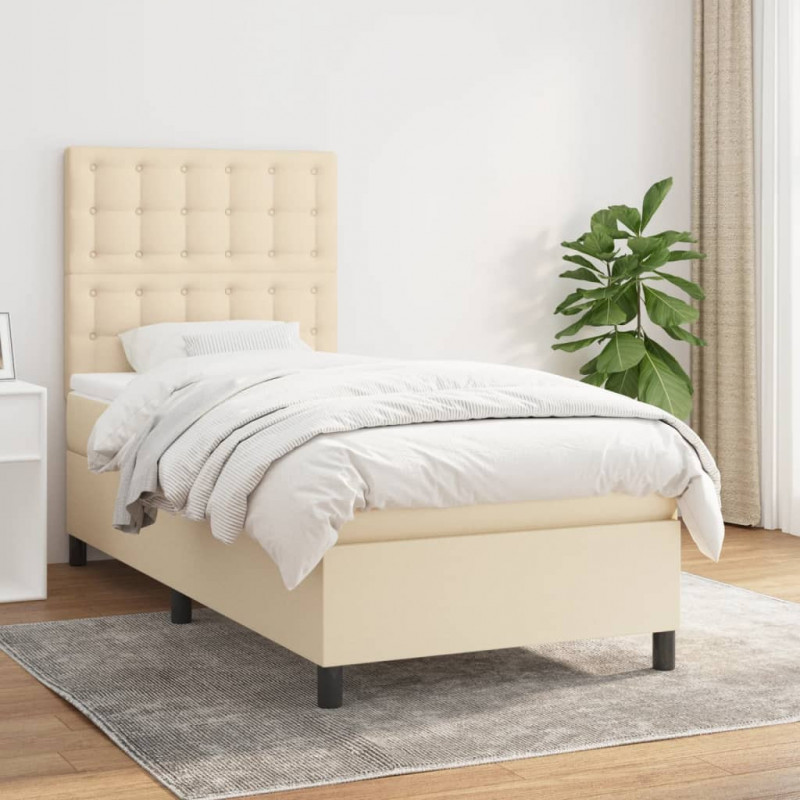 Boxspringbett mit Matratze Creme 100x200 cm Stoff