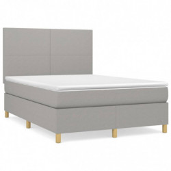 Boxspringbett mit Matratze Hellgrau 140x190 cm Stoff