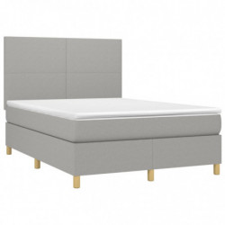 Boxspringbett mit Matratze Hellgrau 140x190 cm Stoff