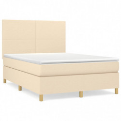 Boxspringbett mit Matratze Creme 140x190 cm Stoff