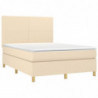 Boxspringbett mit Matratze Creme 140x190 cm Stoff